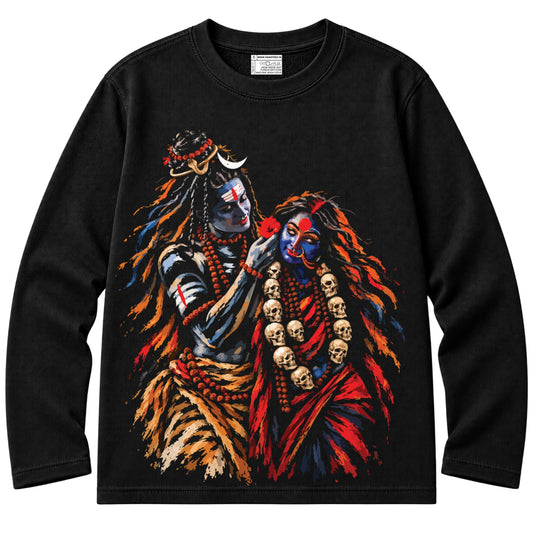 Mahakal & Mahakali – The Fiercest Tenderness in Artist's imagination | 240 GSM French Terry Pure Cotton Full Sleeves T-Shirt