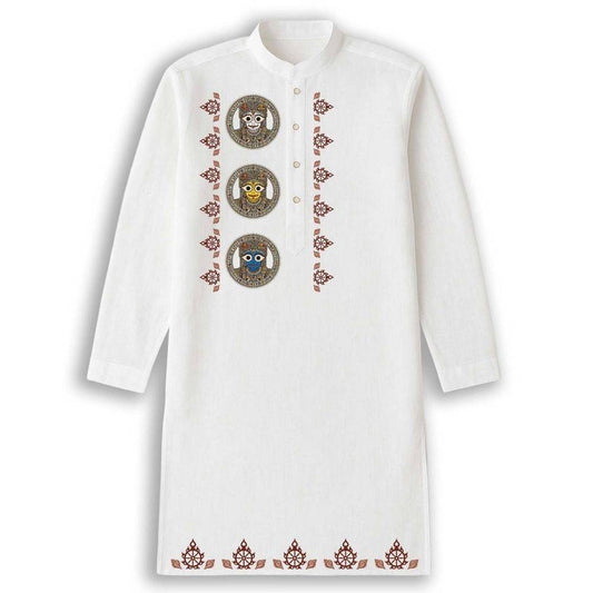 Jagannath Trinity White Cotton Kurta (Panjabi) for Men