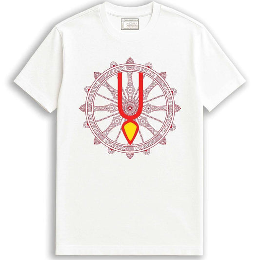 Jagannath sacred festival T-shirt with spiritual wheel design