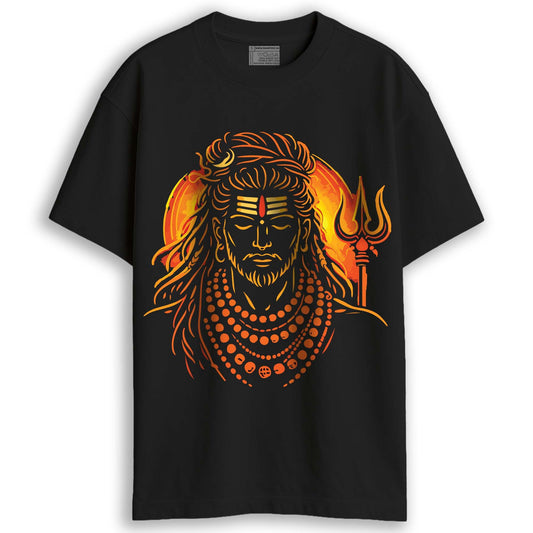 Mahadev Adiyogi Fire Edition Oversized T-Shirt | 220 GSM Premium Cotton
