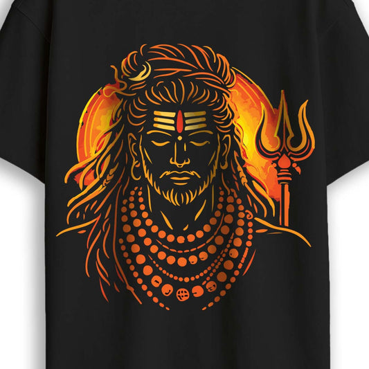 Mahadev Adiyogi Fire Edition Oversized T-Shirt | 220 GSM Premium Cotton