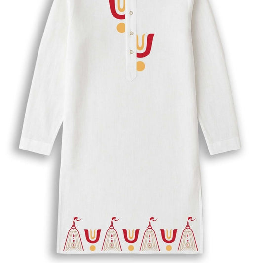 Jagannath Rath & Tilak White Cotton Kurta (Panjabi) for Men