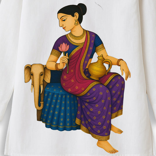 Gaja Lakshmi – Jamini Roy Style Bengali Folk Art Kurti