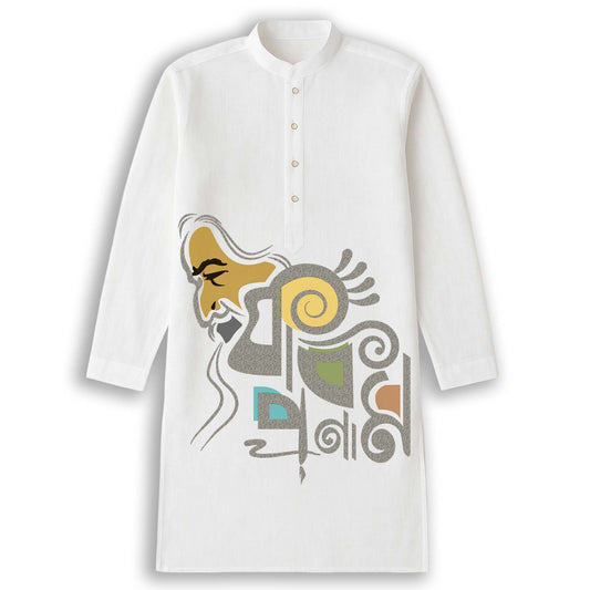 Kobi Pronam – Artistic Bengali Kurta Honouring Rabindranath Tagore