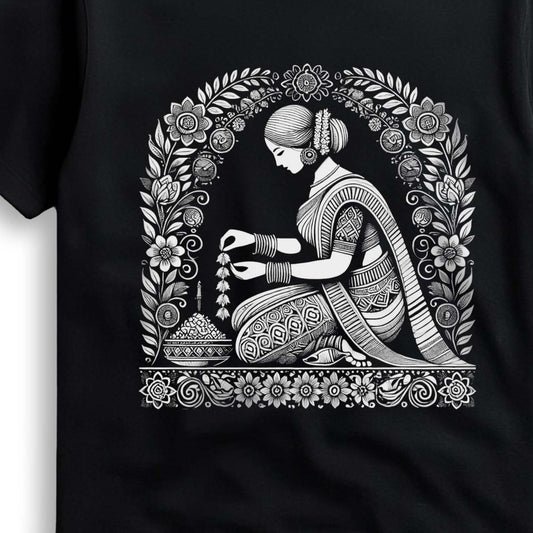 Malini - Bengali Alpona Art Inspired Graphic T-Shirt