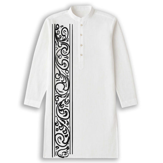 Nokshi Kotha – White Bengali Cotton Kurta for Men