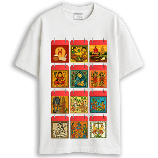 Parboni – Bengali Festival Calendar T-Shirt (Oversized – Unisex)
