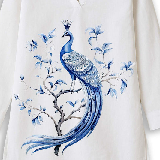 Regal Blue Peacock Kurti for Women
