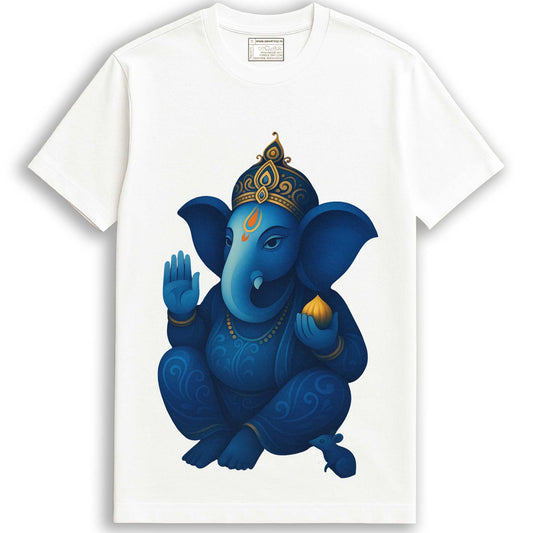 Royal Blue Ganesha - Unisex Cotton T-Shirt