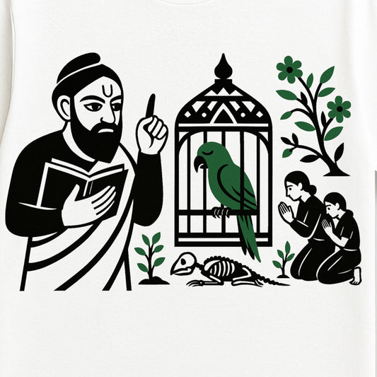 Totakahini – Bengali Graphic T-Shirt from Tagore’s Caged Parrot Story
