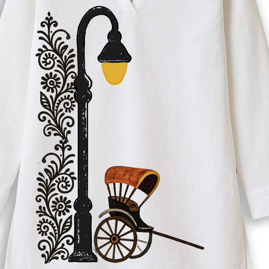 Vintage Kolkata Graphic Printed Kurti for Women