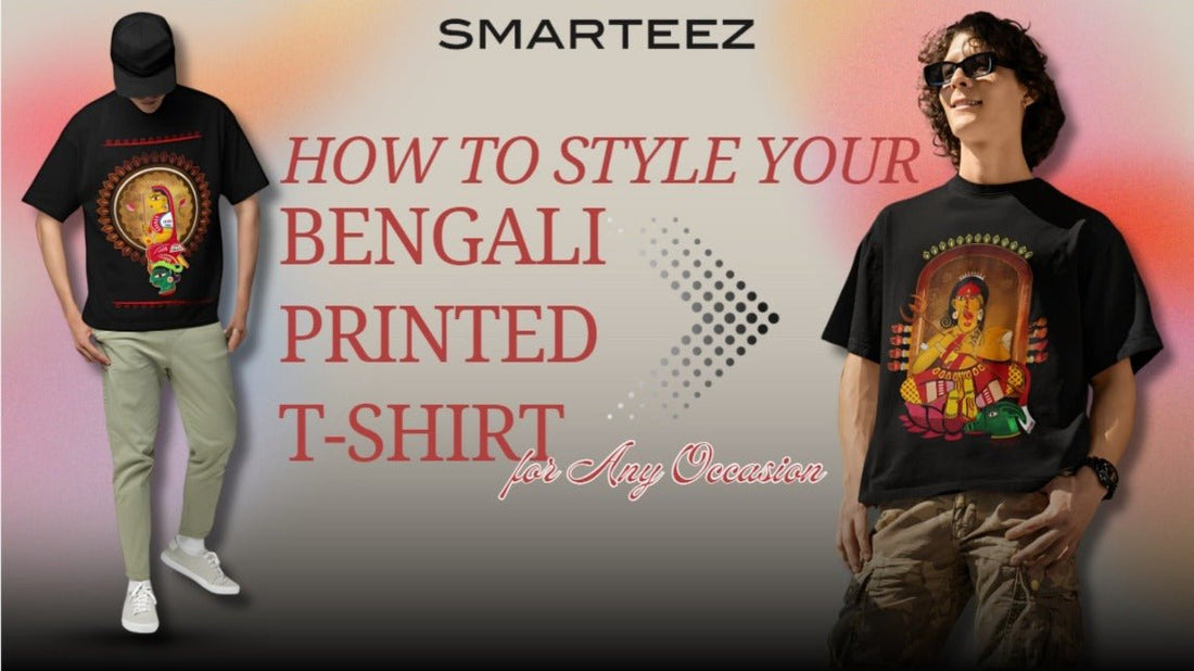 Stylish Bengali printed T-shirts with vibrant designs for versatile occasions.