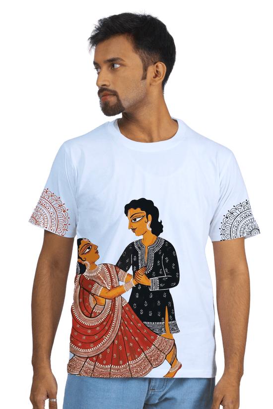 Babu Bibi Sambad-Bengali Kalighat Patachitra Style T-shirt
