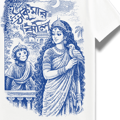 Bengali heritage T-shirt featuring Bengali classic roopkatha - Thakiumar Jhuli by Dahkhinaranjan MItra Majumder