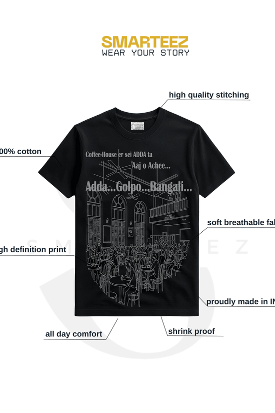 Bengali Adda Coffee House T-Shirt - Celebrate Kolkata Coffee Culture