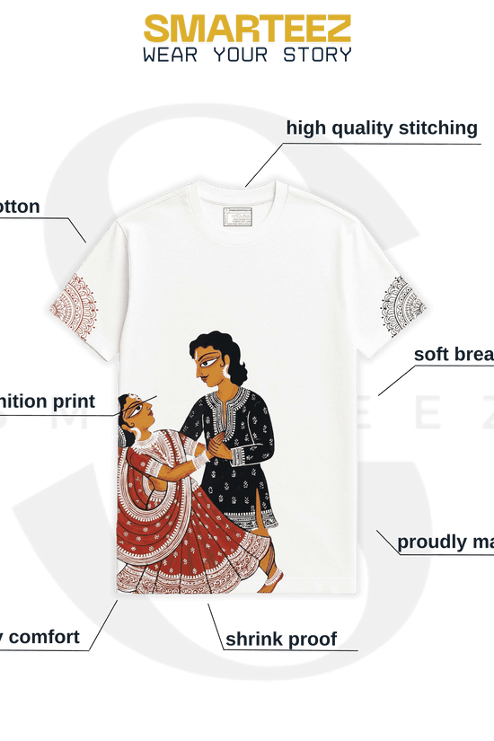 Babu Bibi Sambad-Bengali Kalighat Patachitra Style T-shirt