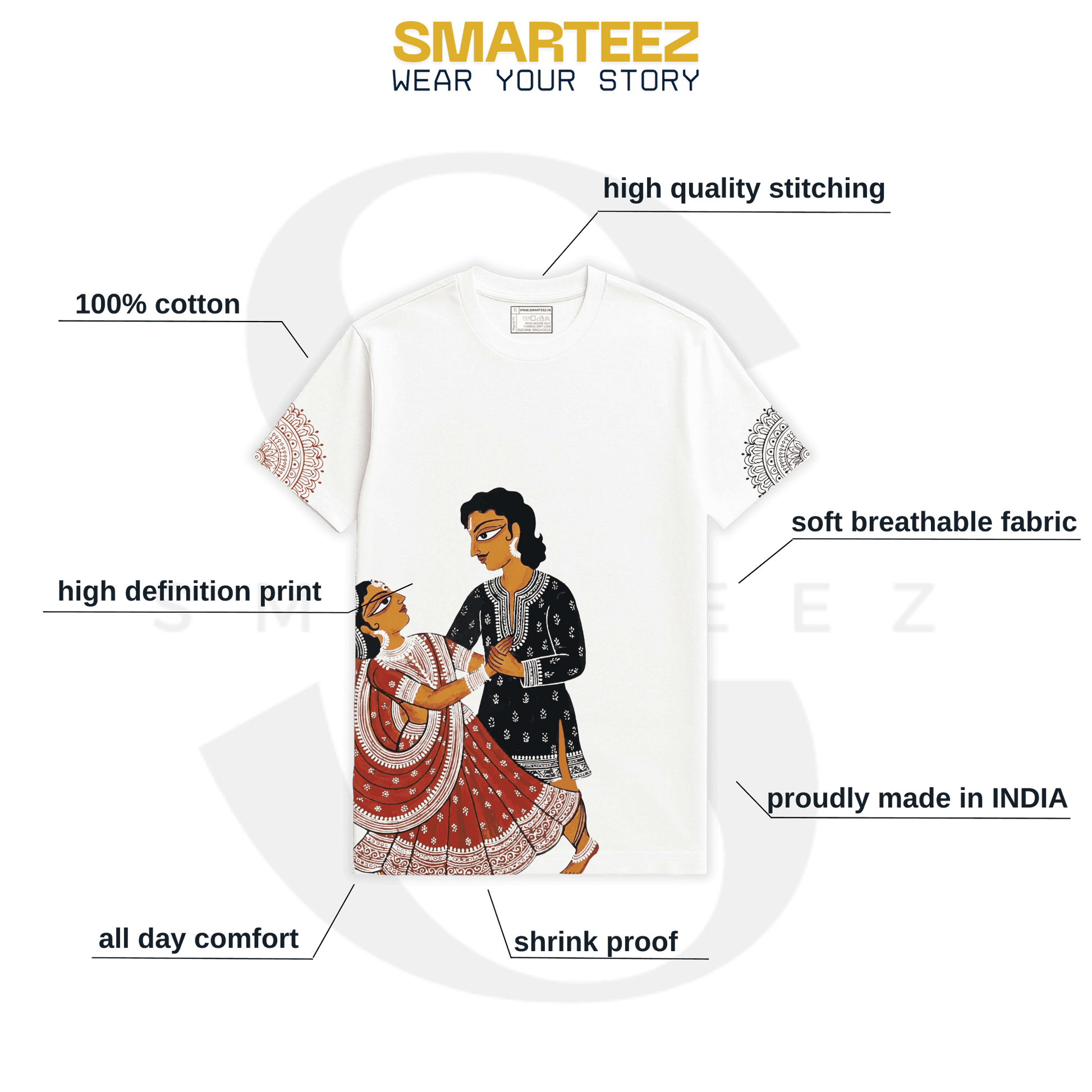 Babu Bibi Sambad-Bengali Kalighat Patachitra Style T-shirt