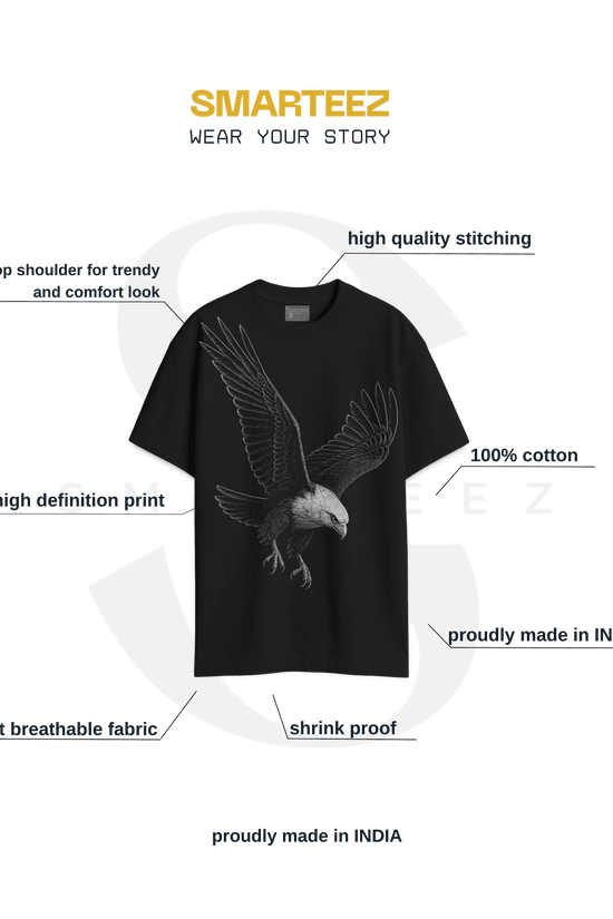 Eagle Graphic Oversized T-Shirt for Wildlife Art Lovers
