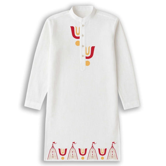 Jagannath Rath & Tilak White Cotton Kurta (Panjabi) for Men