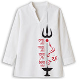 Argala Stotram Short Kurti for Women — Trishul, Diya & Bengali Verse Print