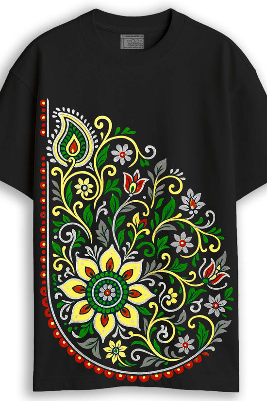Floral Paisley Folk Art T-Shirt – Unisex Oversized T-Shirt