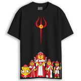 Devi Pancha Idol Print Black Oversized TShirt | Unisex | Cotton