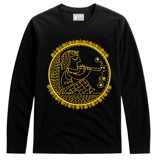 Banshiwala – Bengali Folk Motif Full Sleeves Graphic T-Shirt | Unisex Fit