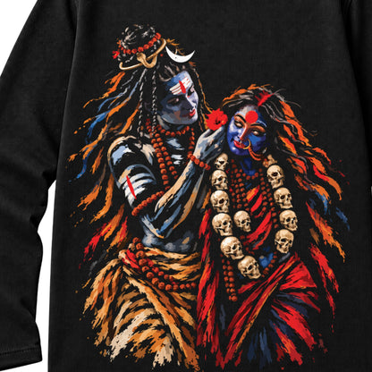Mahakal & Mahakali – The Fiercest Tenderness in Artist's imagination | 240 GSM French Terry Pure Cotton Full Sleeves T-Shirt