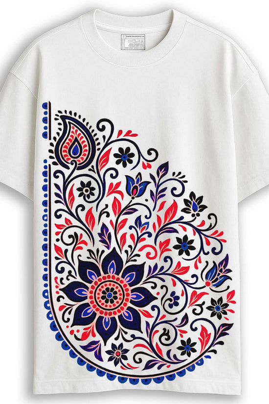 Floral Paisley Folk Art T-Shirt – Unisex Oversized T-Shirt