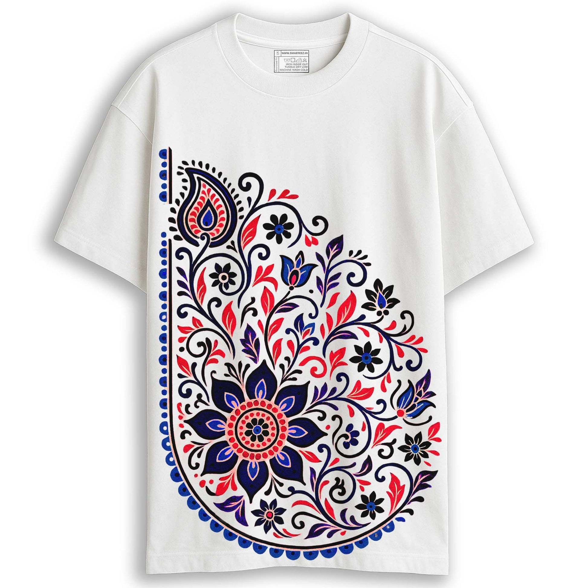 Floral Paisley Folk Art T-Shirt – Unisex Oversized T-Shirt