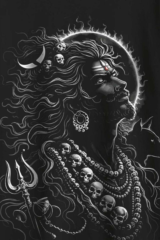 Mahakal Rudra Avatar Oversized Cotton T-Shirt - Lord Shiva Graphic Tee