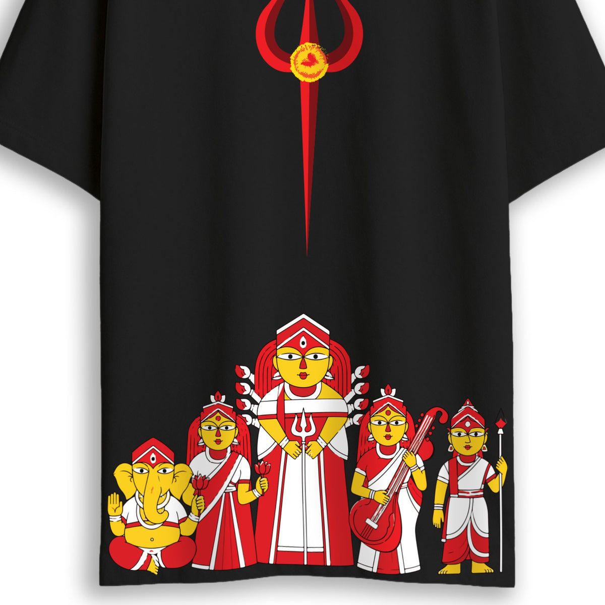 Devi Pancha Idol Print Black Oversized TShirt | Unisex | Cotton