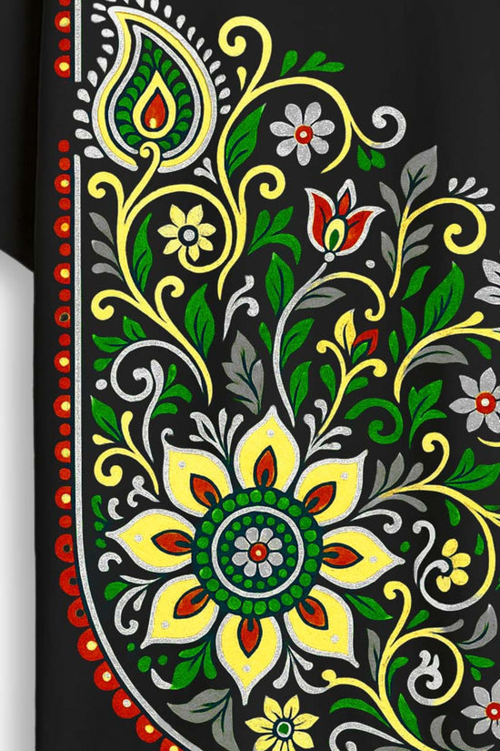 Floral Paisley Folk Art T-Shirt – Unisex Oversized T-Shirt