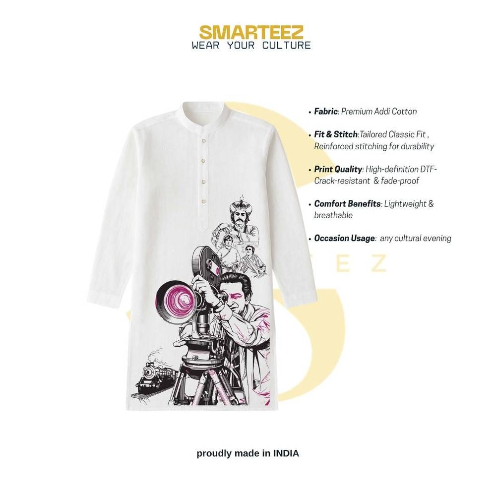 Satyajit Ray Panjabi — The Filmmaker's Eye on White Pure Cotton Panjabi | Wearable Bengali Heritage