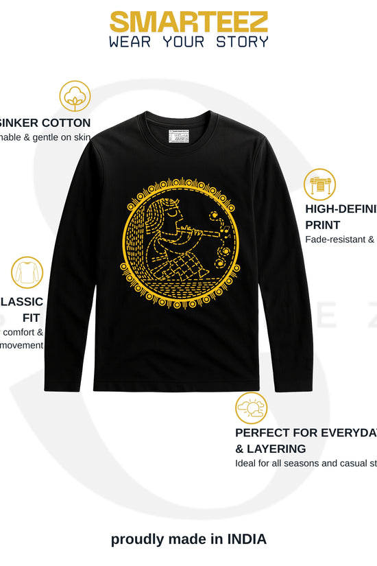 Banshiwala – Bengali Folk Motif Full Sleeves Graphic T-Shirt | Unisex Fit