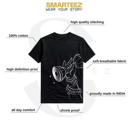 Shiva Damru Minimalist Cotton T-Shirt | Premium Regular Fit Tee