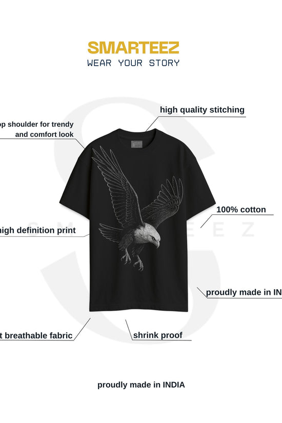 Eagle Strike T-Shirt - Eagle tshirt | Oversized, unisex, streetwear product features including high-definition eagle print, breathable cotton, and drop shoulder fit.