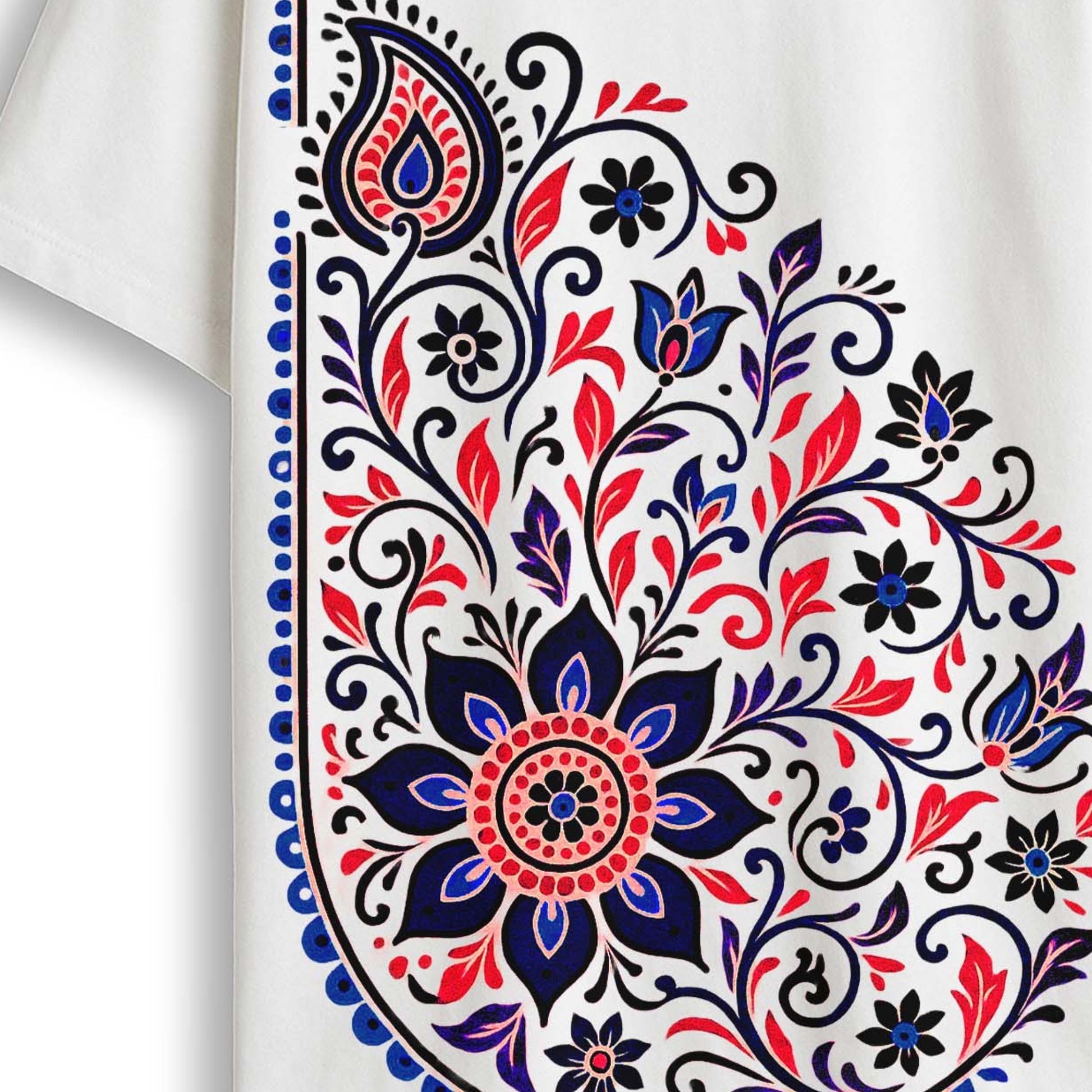 Floral Paisley Folk Art T-Shirt – Unisex Oversized T-Shirt