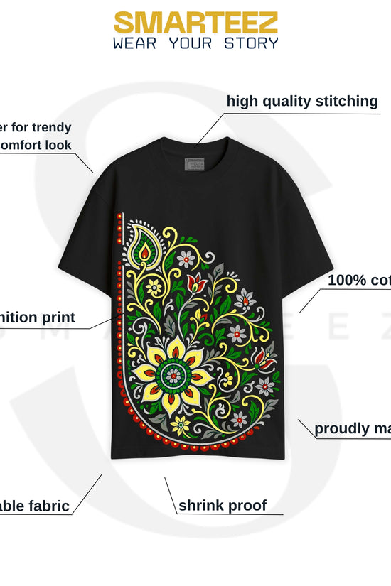Floral Paisley Folk Art T-Shirt – Unisex Oversized T-Shirt