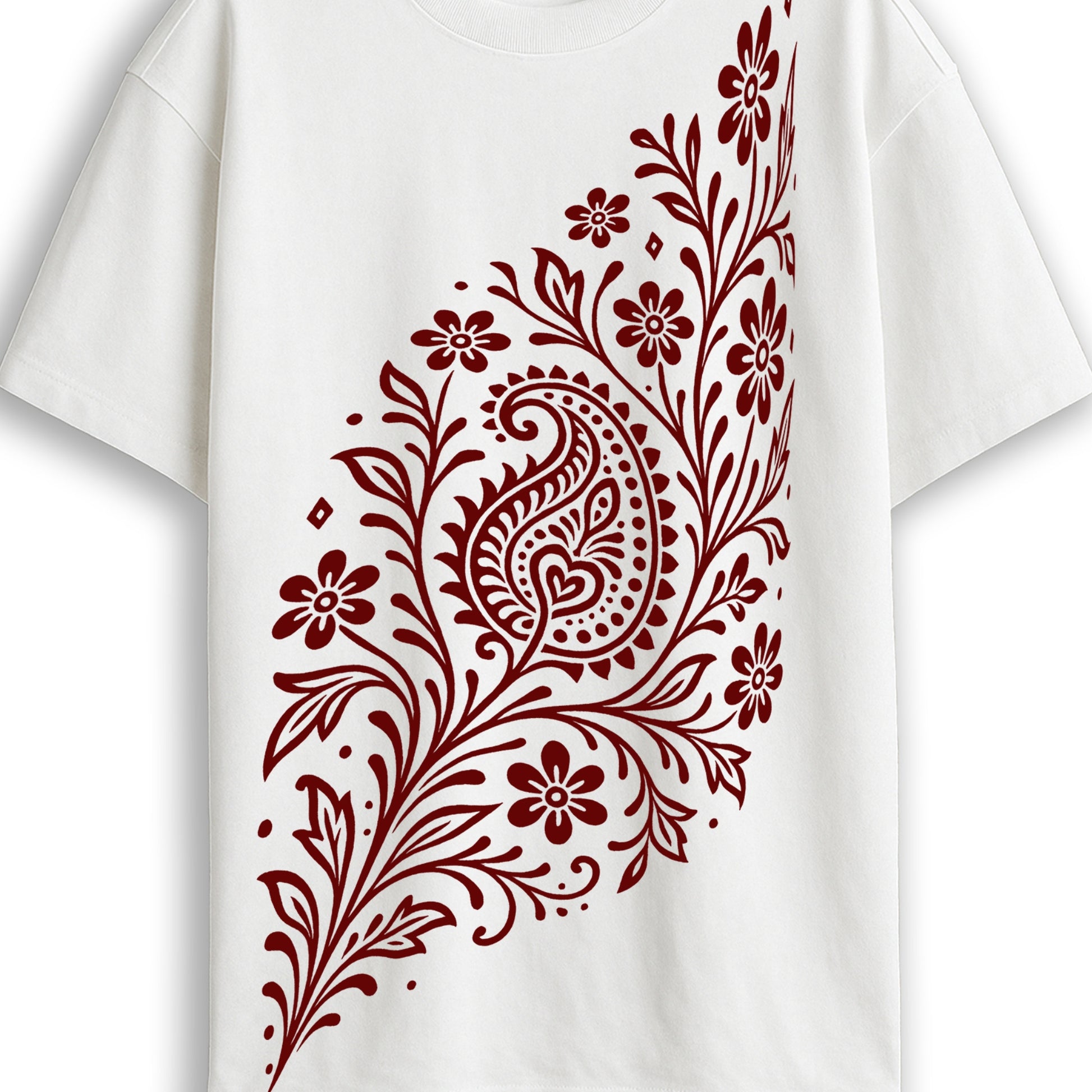 Alpona Grace – Floral Bengali Oversized White T-Shirt | Unisex