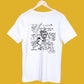 Ami Bangla e Gaan Gai unisex T-shirt featuring Bengali song lyrics in a doodle design. Made from 100% bio-washed cotton for a comfortable fit.