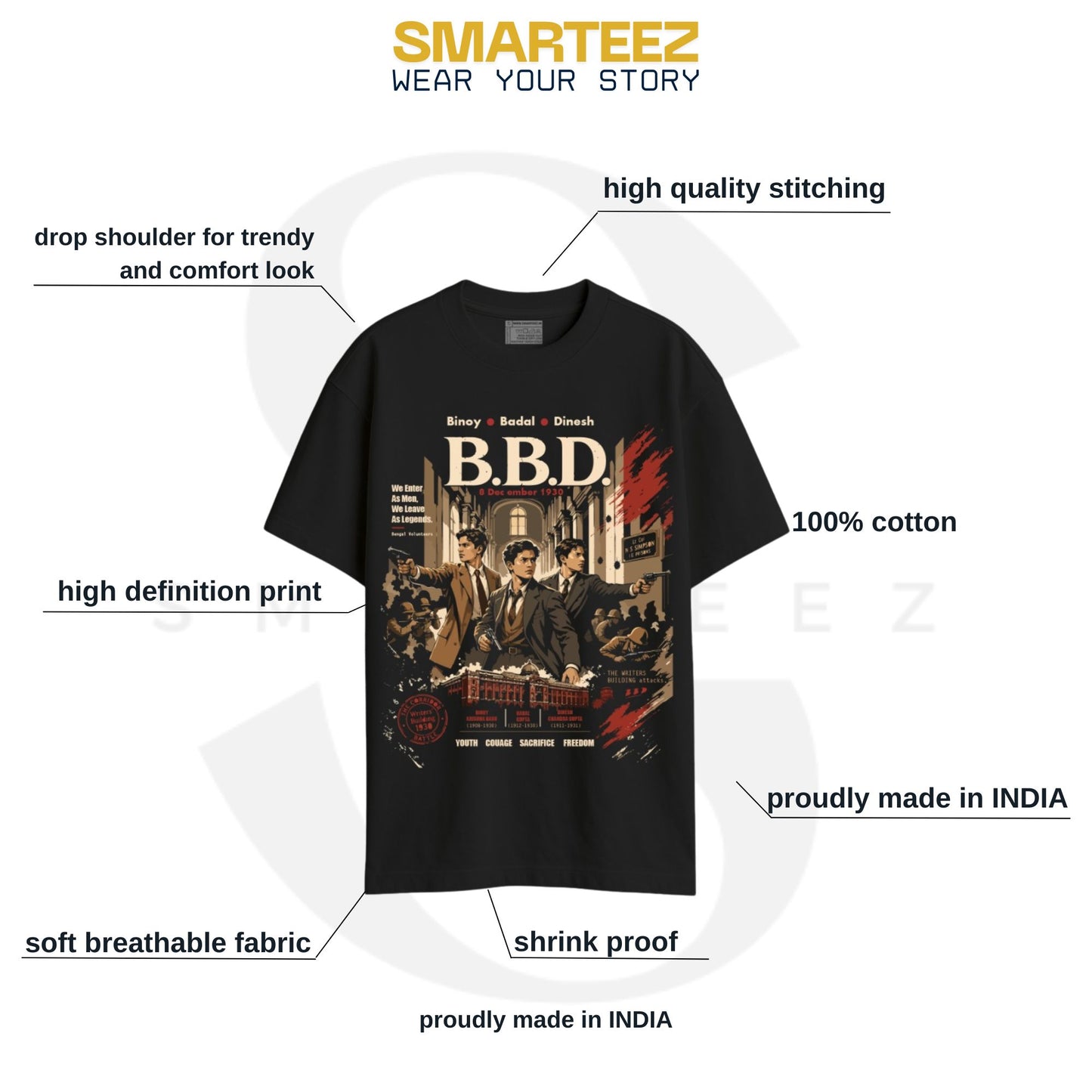 B.B.D. Oversized T-Shirt — Bengal Freedom Fighter Tribute Tee
