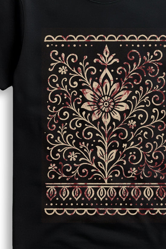 Bengali Alpona Art T-Shirt – Ethnic Floral Folk Design
