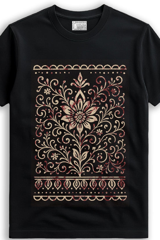 Bengali Alpona Art T-Shirt – Ethnic Floral Folk Design