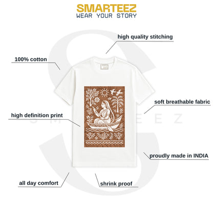 Bengali Boatwoman T-Shirt – Batik Style Folk Art on Cotton