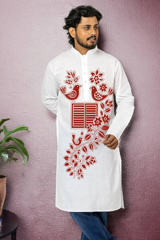 Harmony of Nature: Bengali Folk Art Kurta (Panjabi)