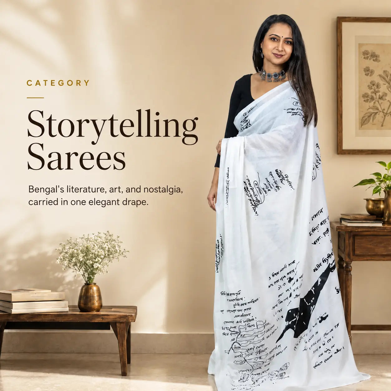 storytelling sarees - Bengal's literature, art and nostalgia carried in one elegant drape