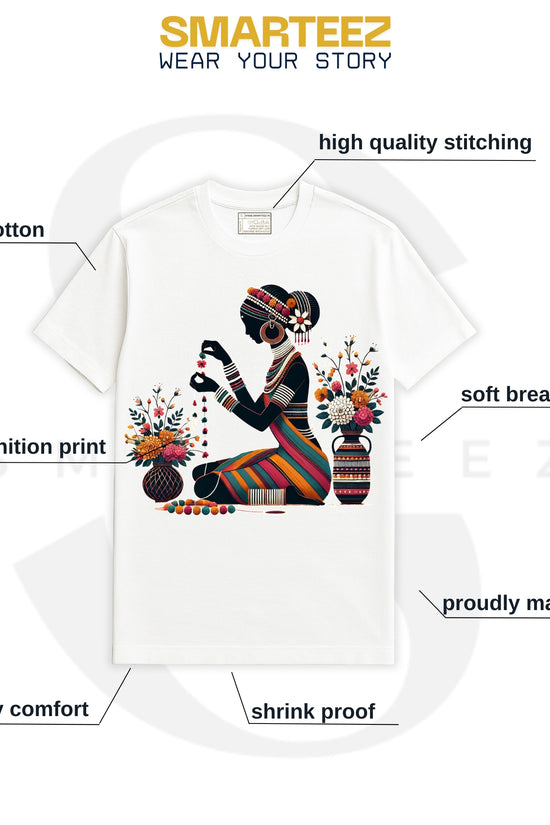 Chayanika – Folk Art Inspired Graphic T-Shirt Celebrating Traditional Grace