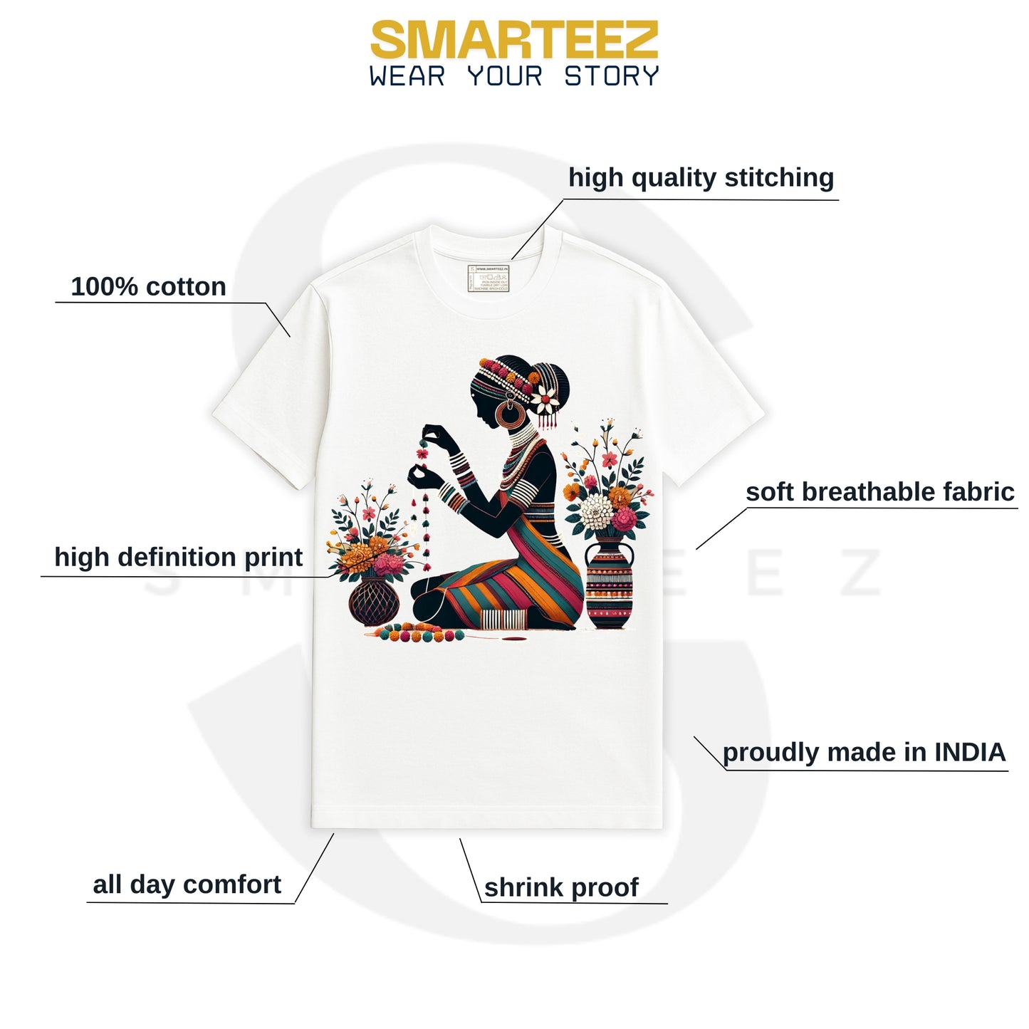 Chayanika – Folk Art Inspired Graphic T-Shirt Celebrating Traditional Grace