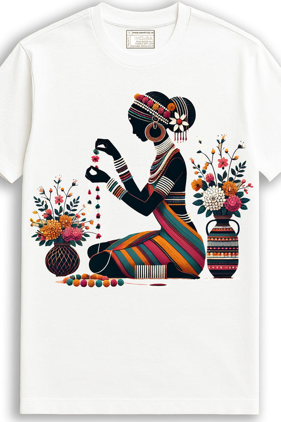 Chayanika – Folk Art Inspired Graphic T-Shirt Celebrating Traditional Grace
